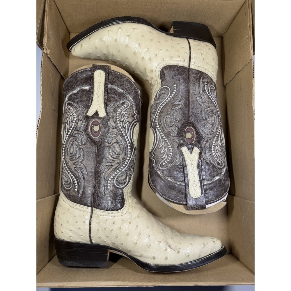 CUADRA Boots OSTRICH 6 M Mens Cowboy Western Rodea Rockabilly Brown Tan W/ belt - Picture 5 of 12